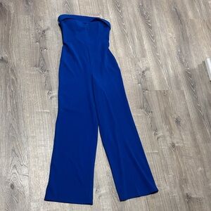 Chic Strapless Royal Blue Jumpsuit